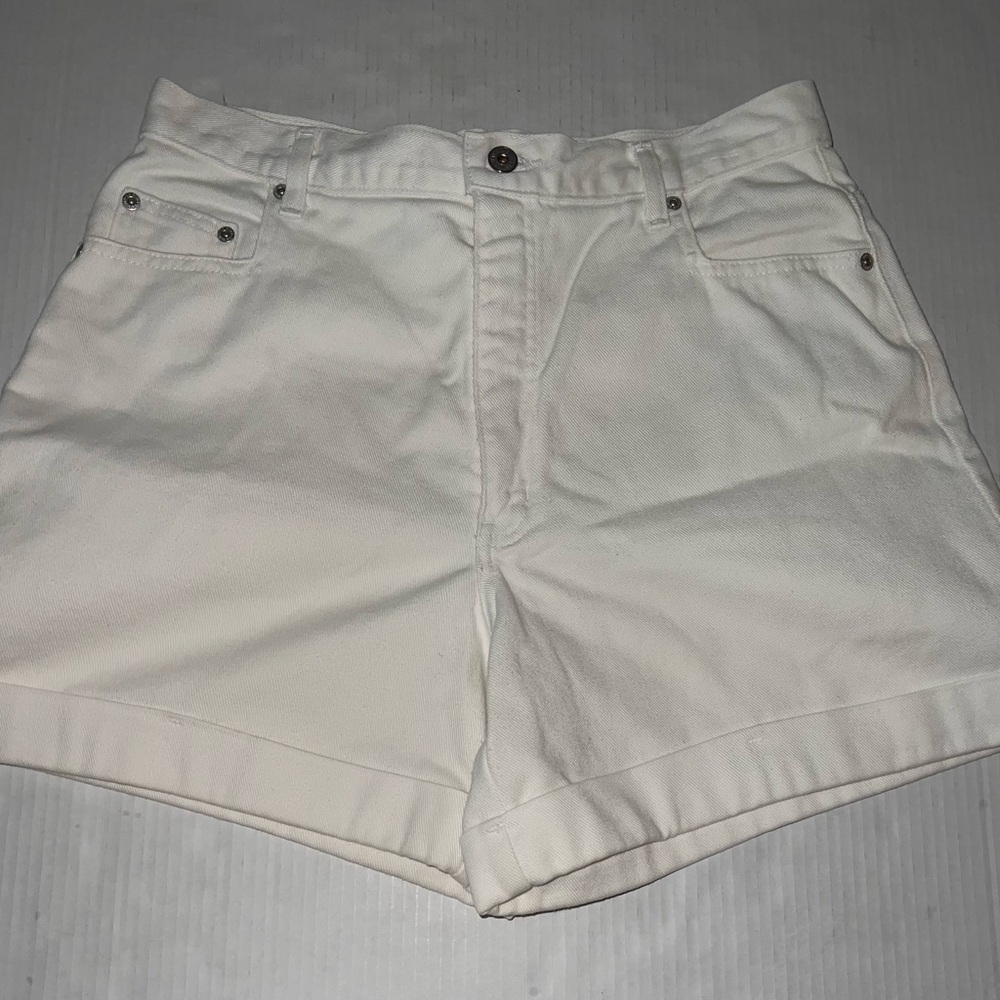 Vintage LA BLUES Denim Jean Shorts size 14 White High Waist 90s Y2K Mom Jeans